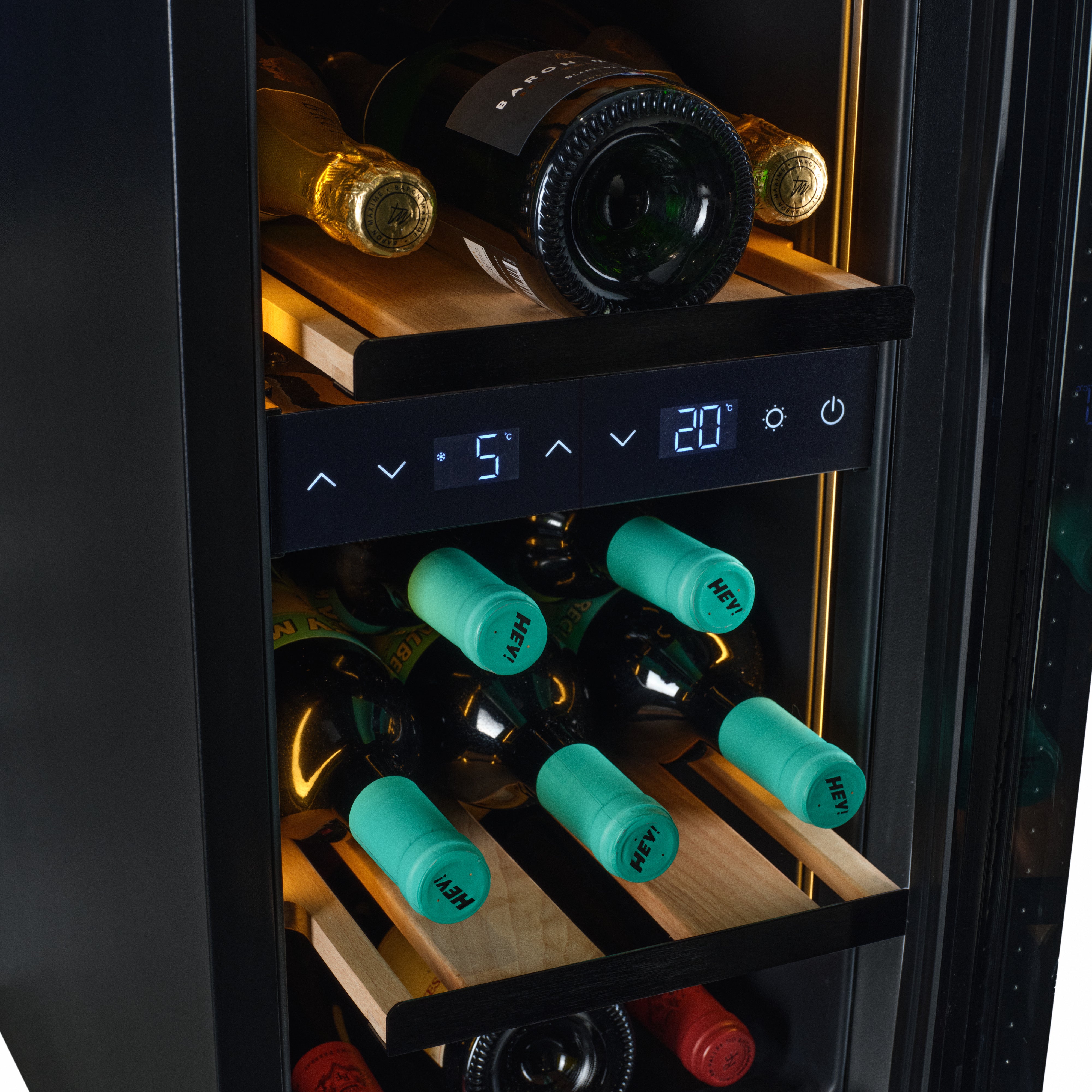W34B-TO - Nevera para vinos con sistema Push 2 Open - 36 botellas - Cristal negro