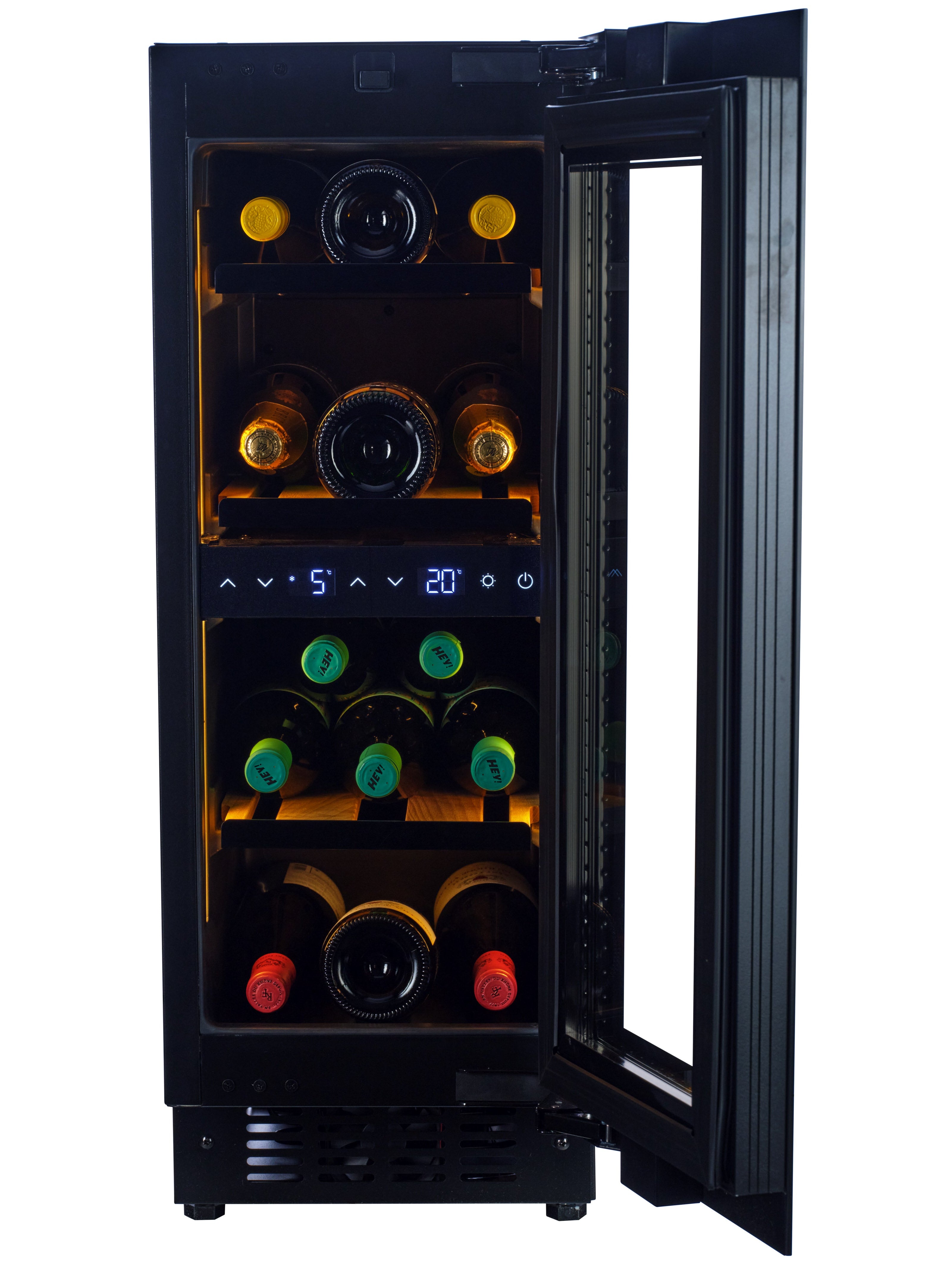 W34B-TO - Nevera para vinos con sistema Push 2 Open - 36 botellas - Cristal negro