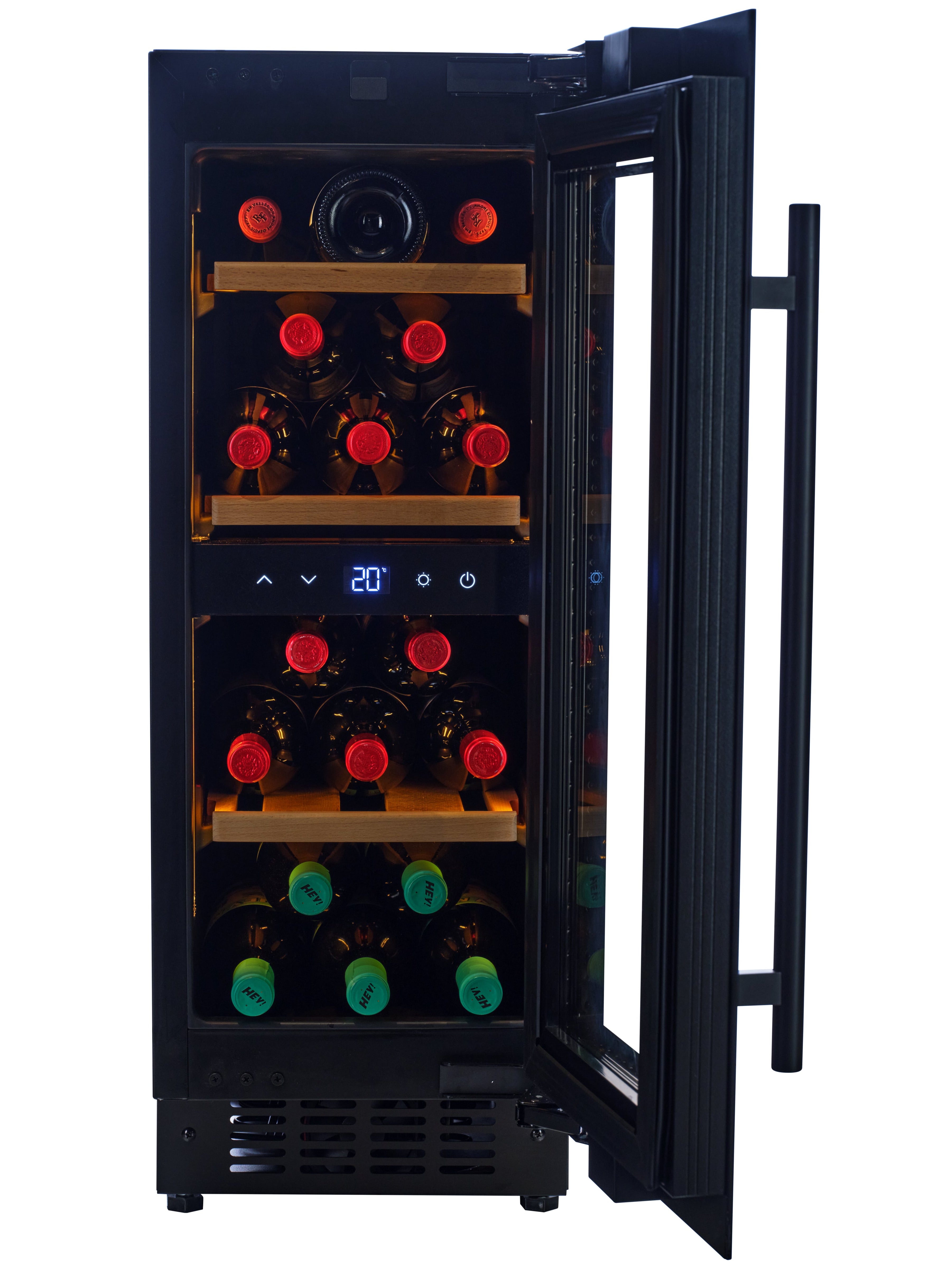 W34B-TO - Nevera para vinos con sistema Push 2 Open - 36 botellas - Cristal negro