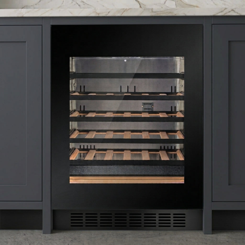 W30B-TO - 450mm Deep - Push2Open Wine Fridge - 33 Bottle - Black Glass