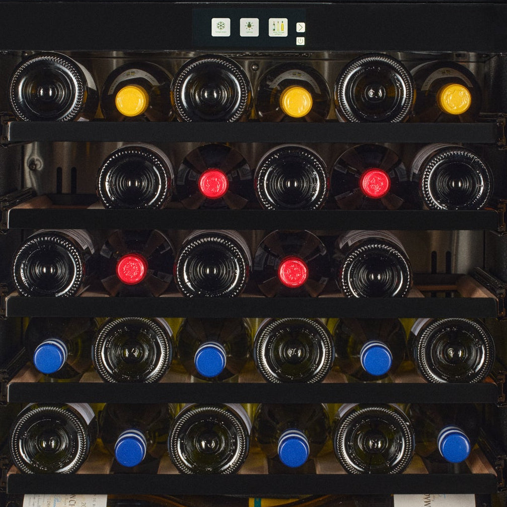 W30B-TO - 450mm Deep - Push2Open Wine Fridge - 33 Bottle - Black Glass