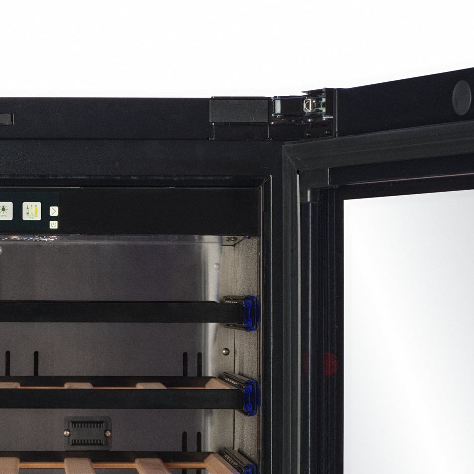 W30B-TO - 450mm Deep - Push2Open Wine Fridge - 33 Bottle - Black Glass