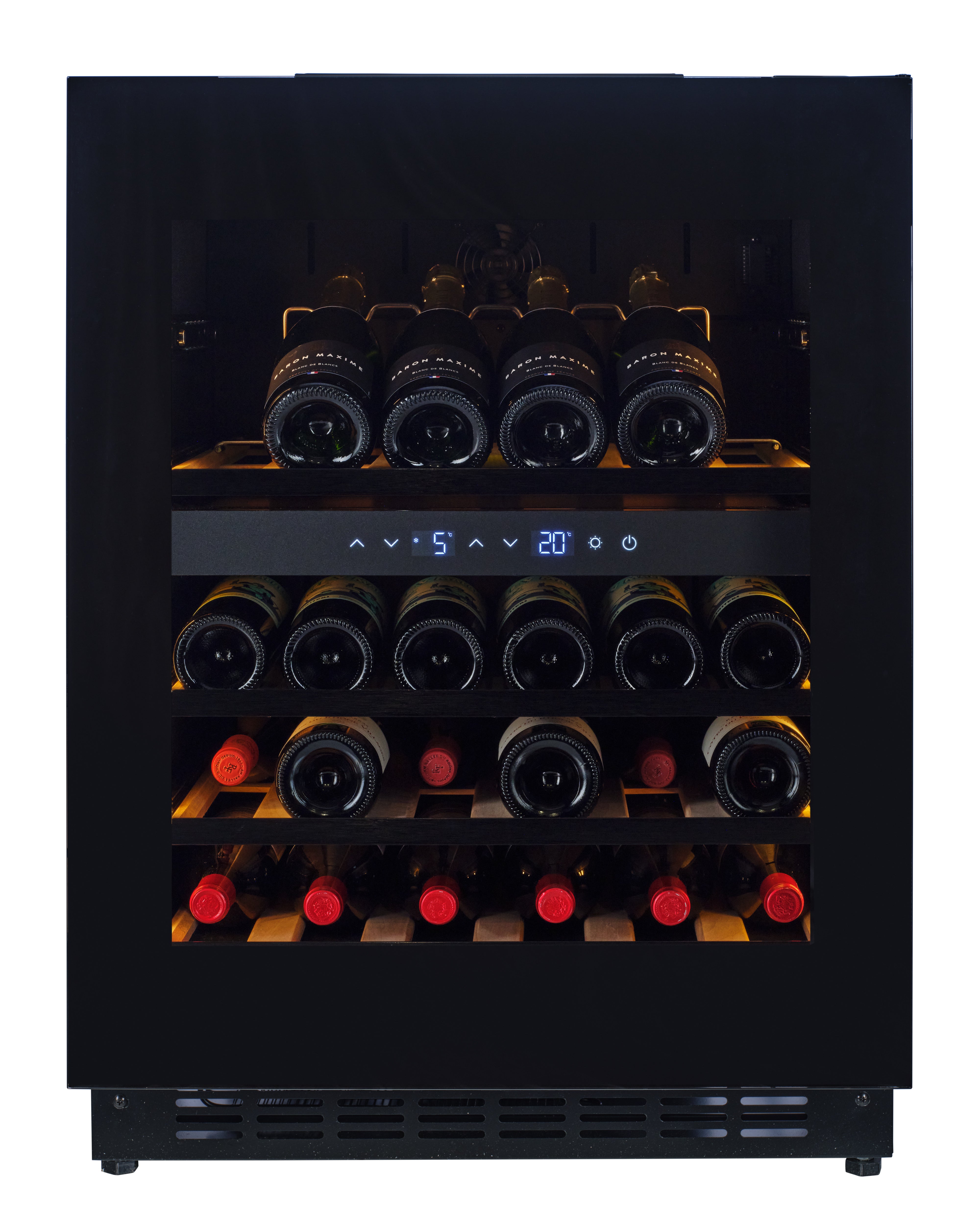 W34B-TO - Nevera para vinos con sistema Push 2 Open - 36 botellas - Cristal negro