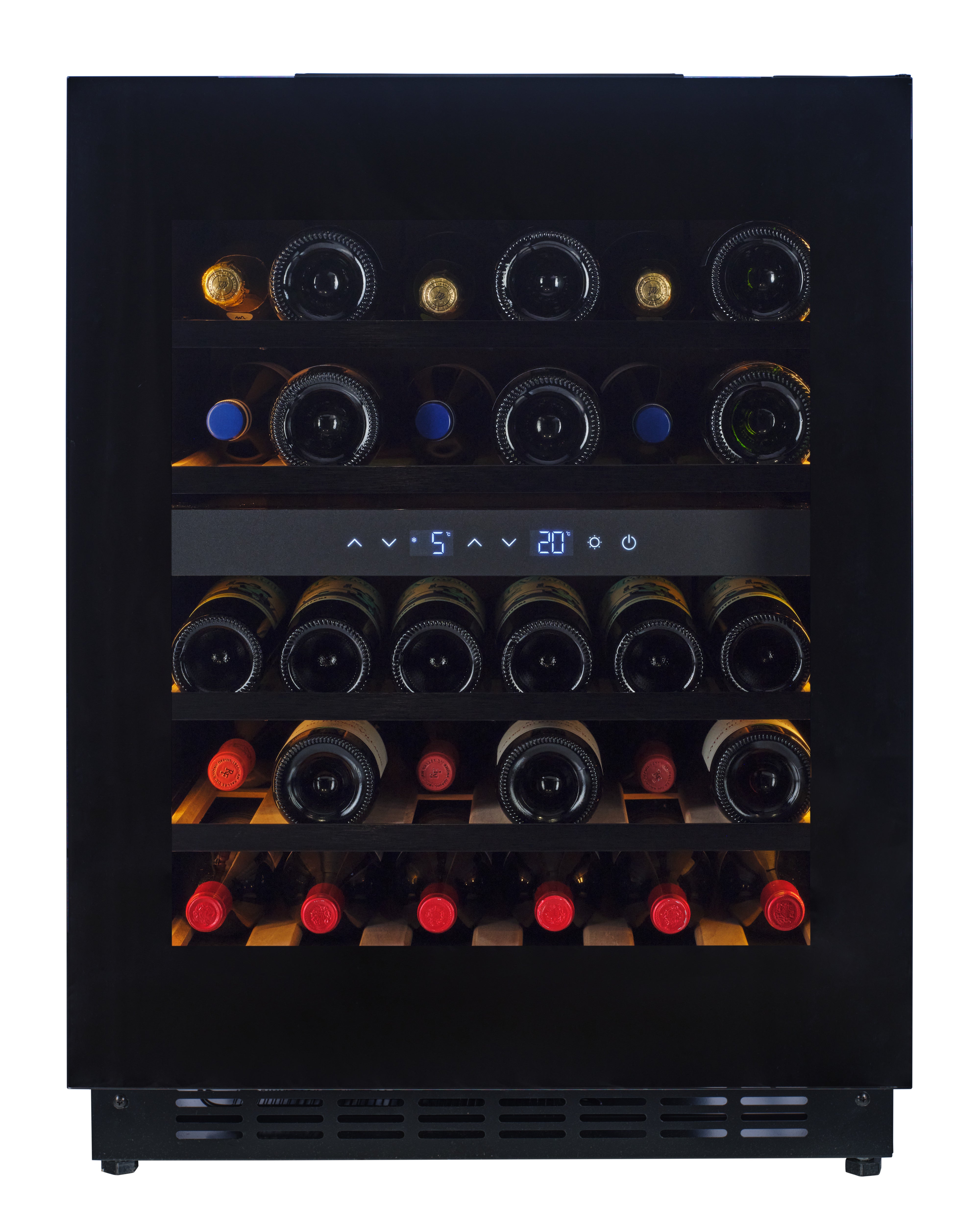 W34B-TO - Nevera para vinos con sistema Push 2 Open - 36 botellas - Cristal negro