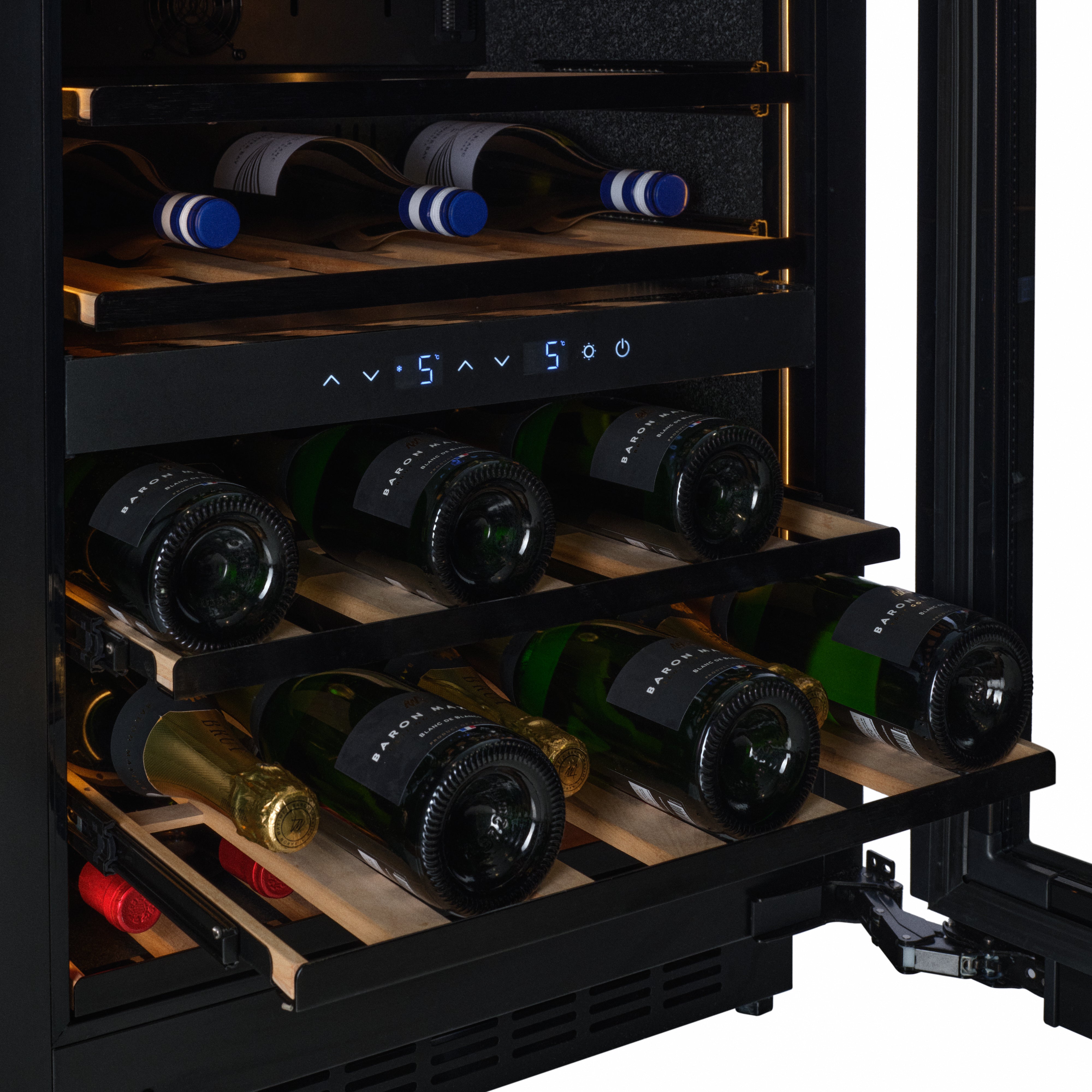 W34B-TO - Nevera para vinos con sistema Push 2 Open - 36 botellas - Cristal negro