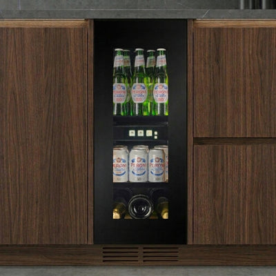 TFT-BV18B-TO - 300mm wide - Push 2 Open Beverage Fridge - 51L - Black Glass