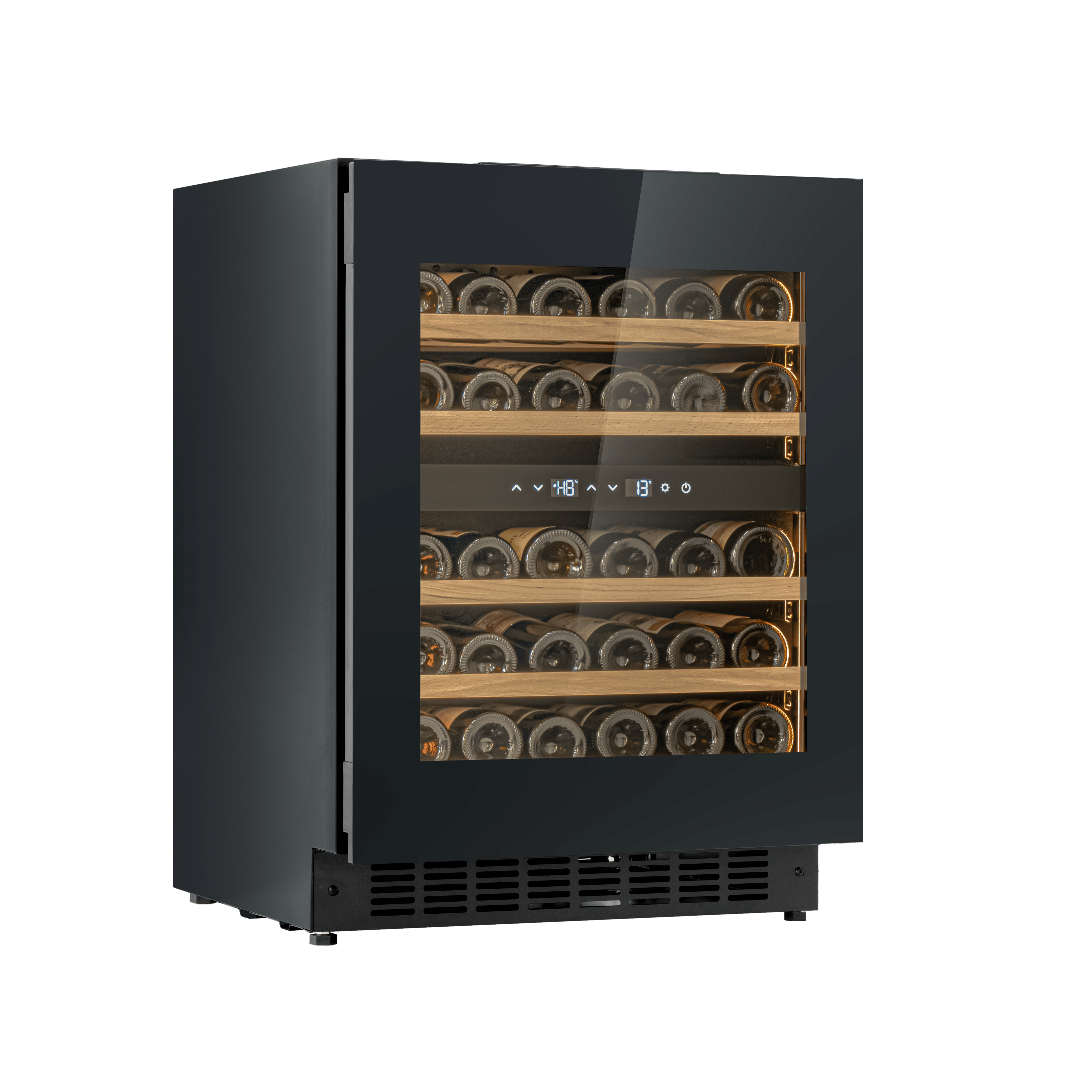 W34B-TO - Push 2 Open Wine Fridge - 36 Bottle - Black Glass