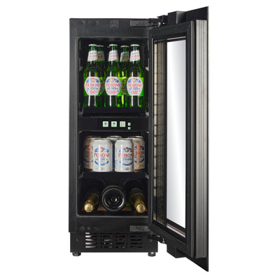TFT-BV18B-TO - 300 mm breed - Druk-om-open-drankkoelkast - 51 l - Zwart glas
