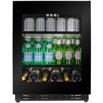 TFT-BV34B-TO - Push 2 Open Beverage Fridge - 118L - Black Glass