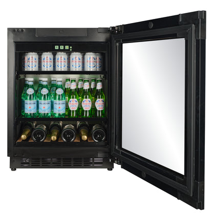 TFT-BV34B-TO - Push 2 Open Beverage Fridge - 118L - Black Glass