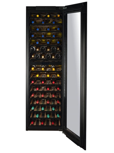 TFT-W96B-TO - Geïntegreerde wijnkoelkast met ‘Push To Open’-functie - 96 flessen - Zwart glas