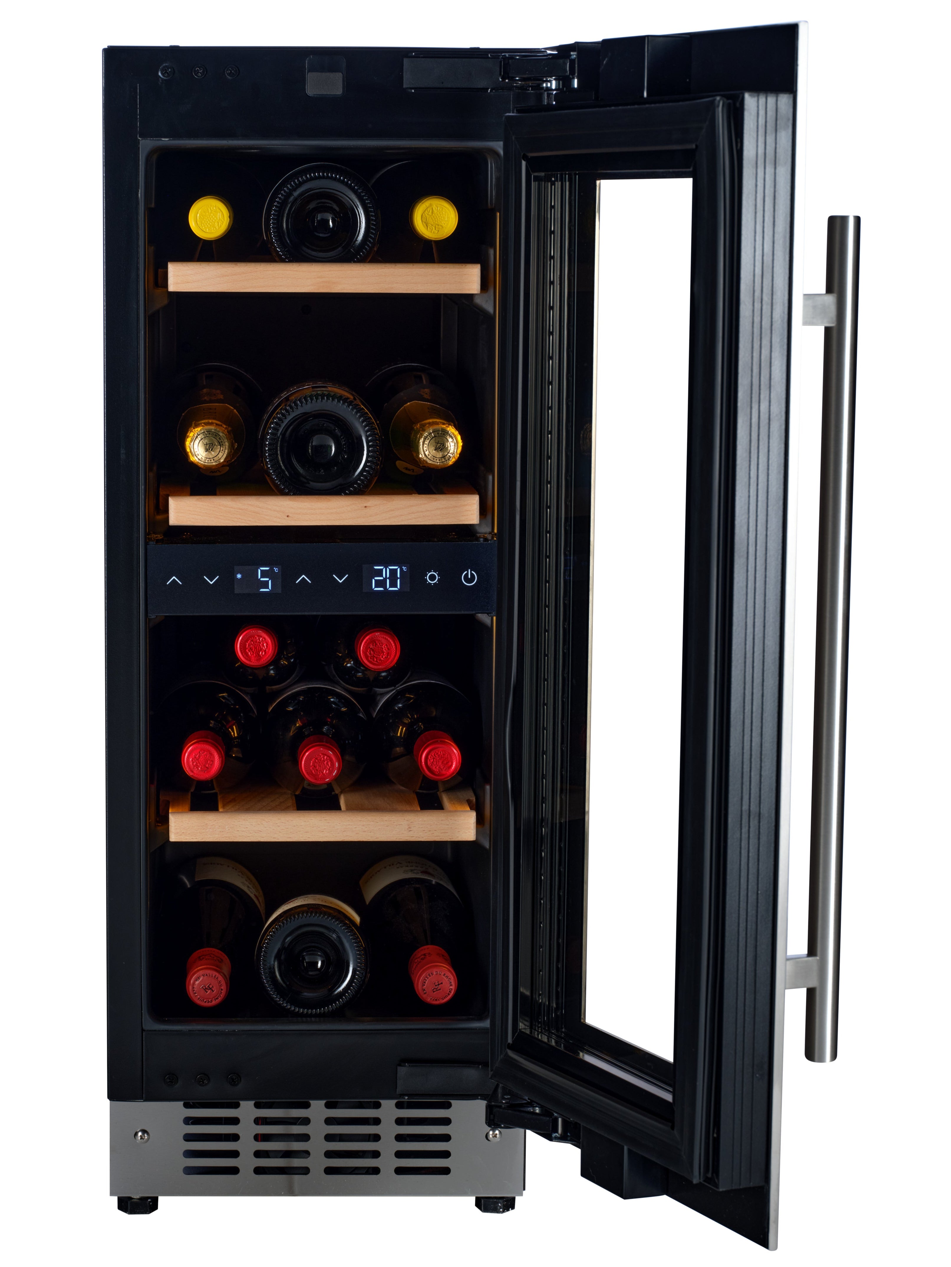 W34B-TO - Nevera para vinos con sistema Push 2 Open - 36 botellas - Cristal negro