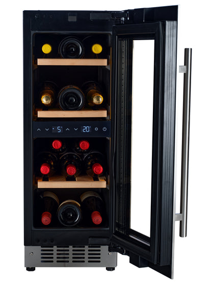 W34B-TO - Nevera para vinos con sistema Push 2 Open - 36 botellas - Cristal negro