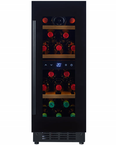 W18S-BH - Wijnkoelkast met één zone - 18 flessen - Zwart glas