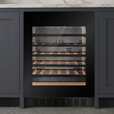 W30B-TO - 450mm Deep - Push2Open Wine Fridge - 33 Bottle - Black Glass