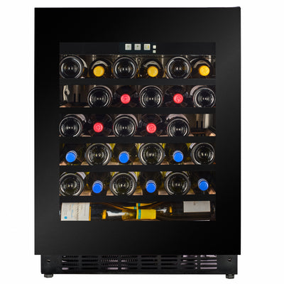 W30B-TO - 450 mm diep - Push2Open-wijnkoelkast - 33 flessen - zwart glas