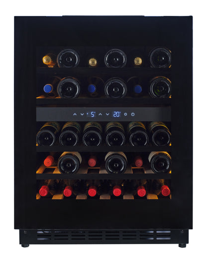 W34B-TO - Nevera para vinos con sistema Push 2 Open - 36 botellas - Cristal negro