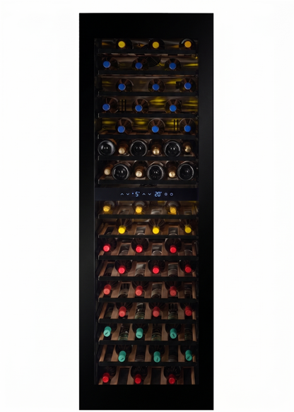 END OF LINE - W96B-TO - Push To Open Integrated Wine Fridge - 96 Bottle - Black Glass