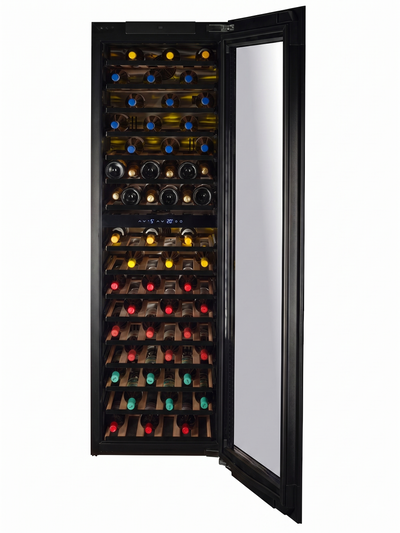 UITLOOPMODEL - W96B-TO - Geïntegreerde wijnkoelkast met ‘Push To Open’-functie - 96 flessen - Zwart glas