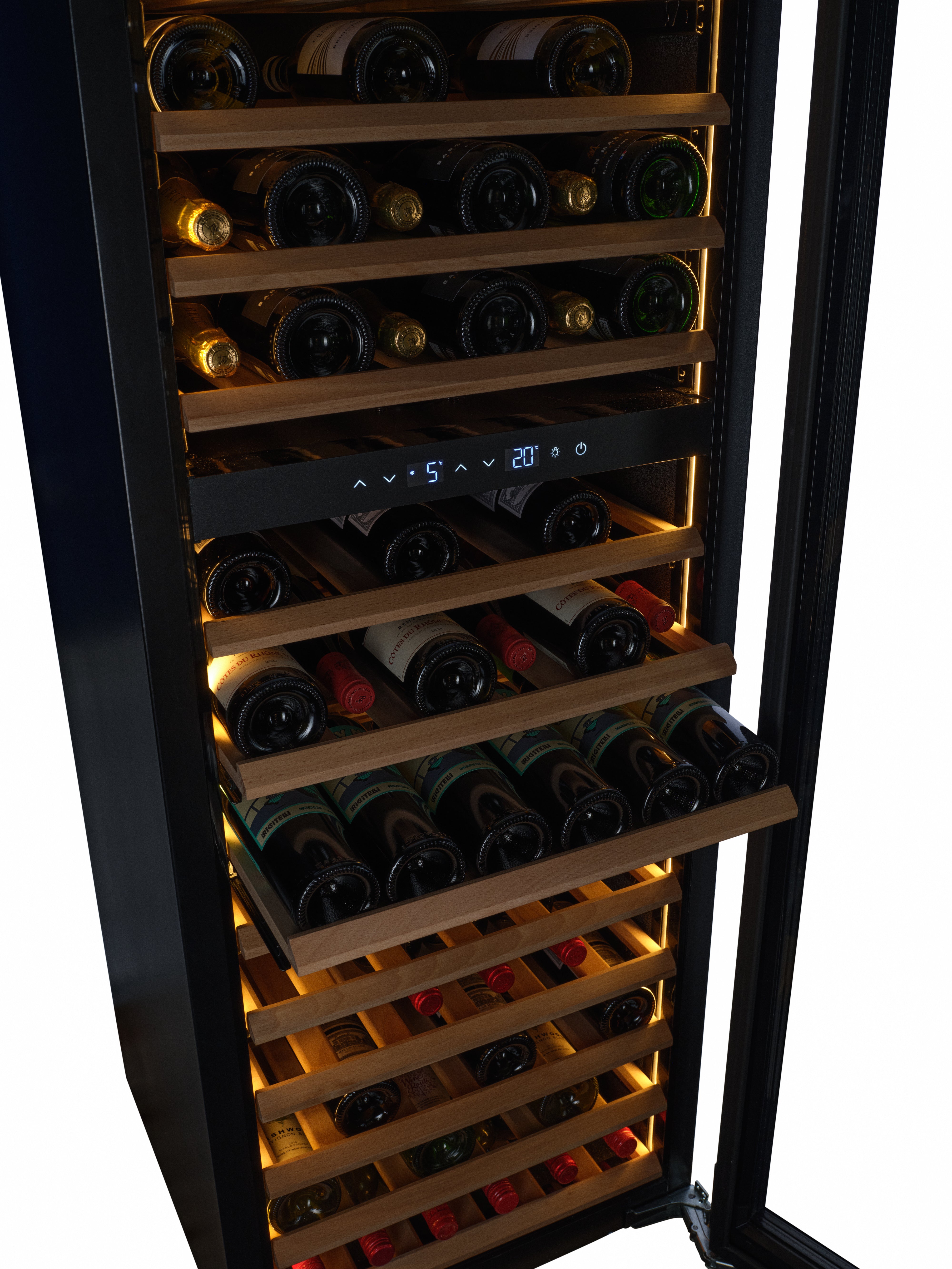 W96B-TO - Nevera para vinos integrada Push 2 Open - 255L - Cristal negro