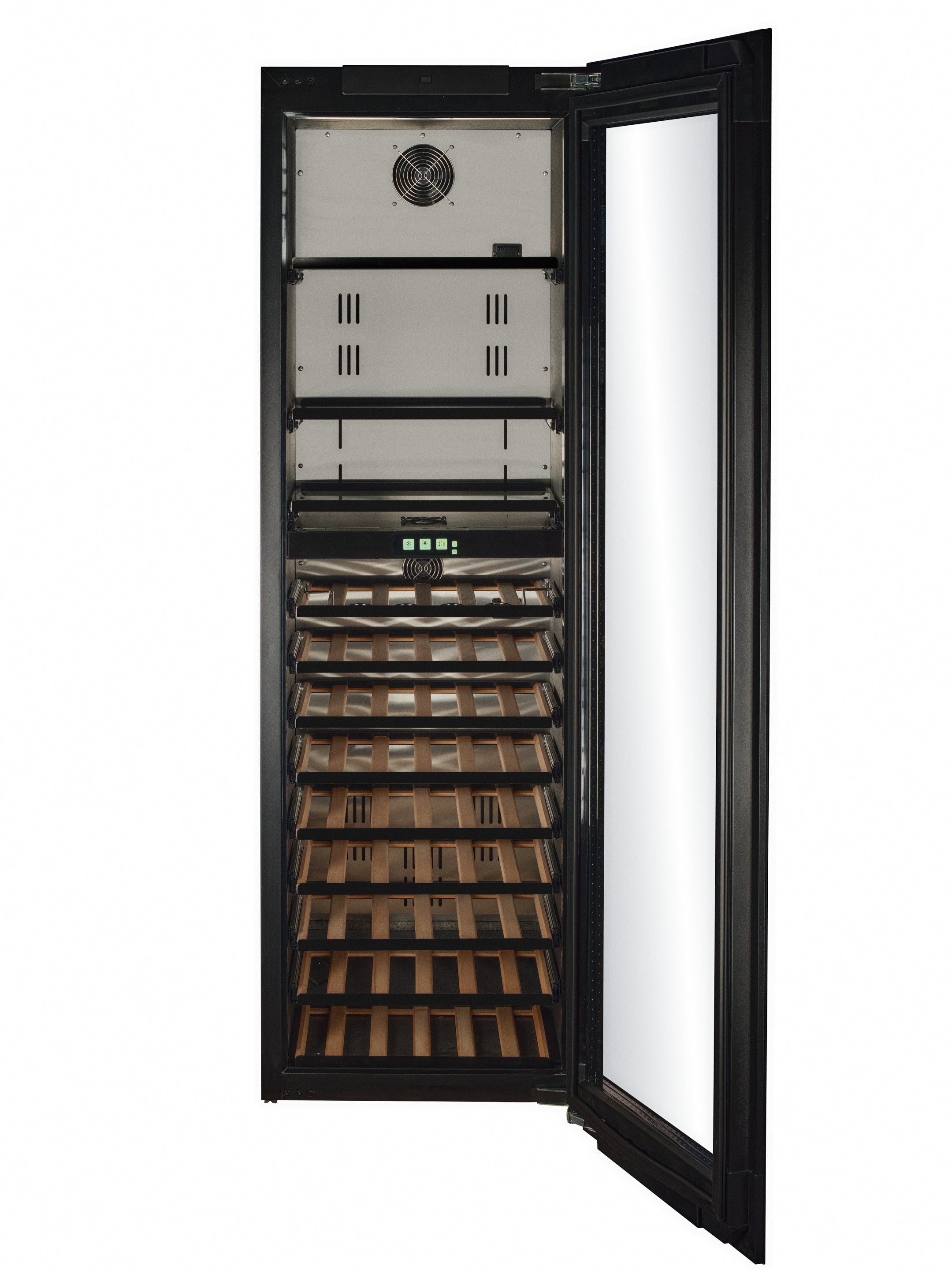 WBV99B-TO - Push To Open Integrated Beverage Center - Black Glass