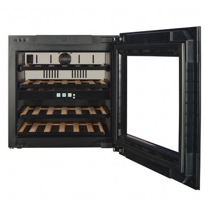 WI-24B-TO - Single Oven Size - Push To Open Wine Fridge - 24 Bottle - Black Glass